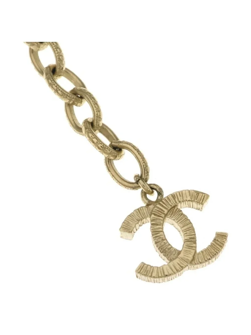 Chanel CC Logo Pearl Necklace White Gold